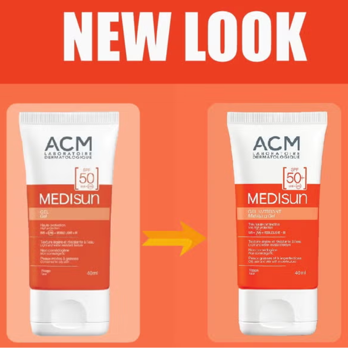 ژل ضد آفتاب بیرنگ صورت ای سی ام SPF50 مدل Medisun محافظ UVA، UVB PA مناسب برای پوست چرب حجم 40 میلیلیتر