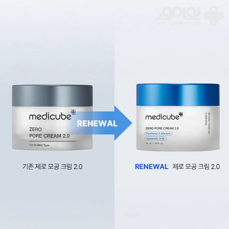 کرم آبرسان درمانی جمعکننده و کوچک کننده منافذ مدی کیوب Medicube مدل Zero Pore 2.0 حجم 50 میل